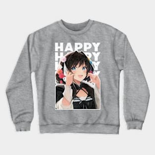 Happy Manga Girl Crewneck Sweatshirt